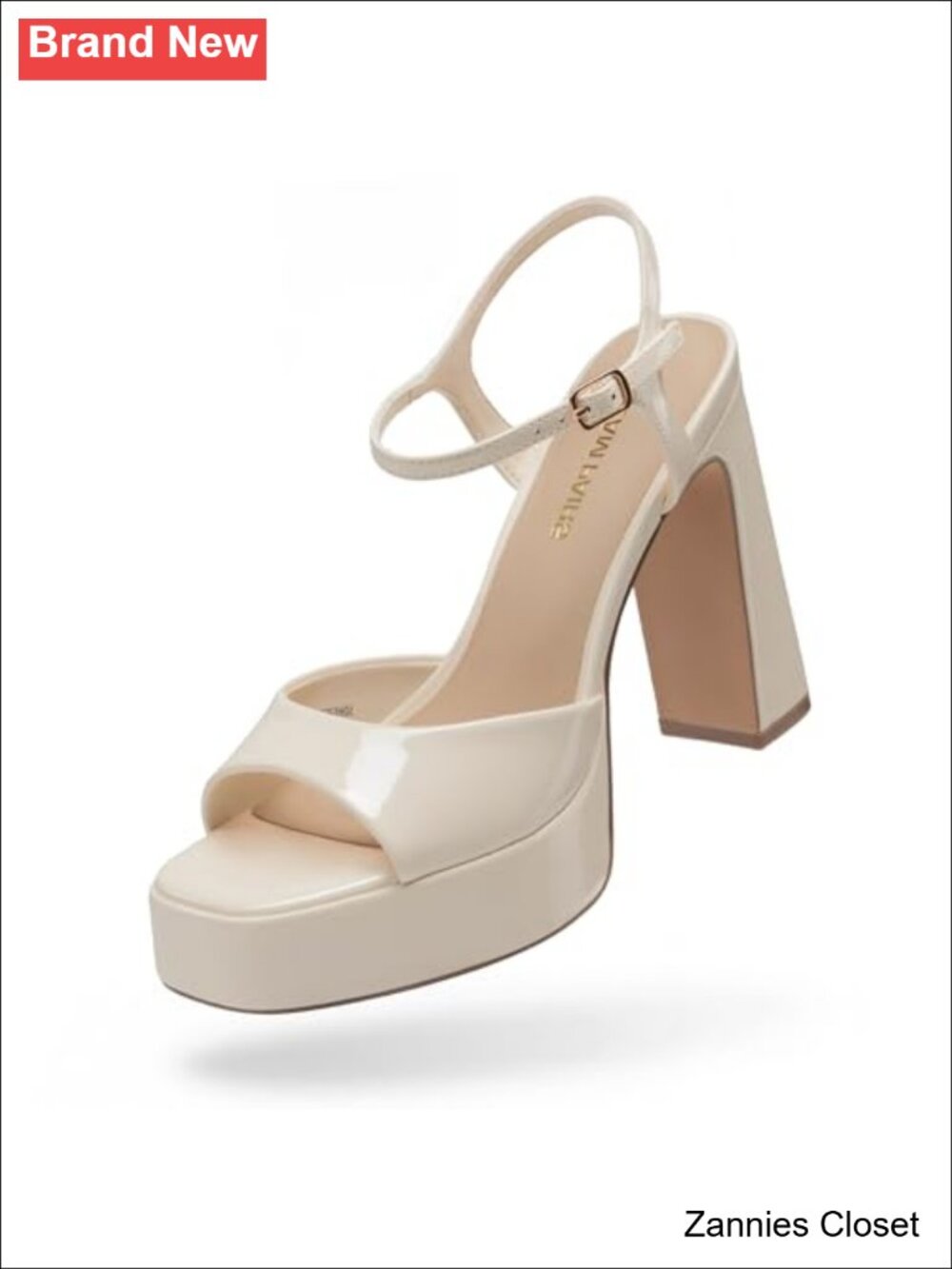 ✨ Platform Block Heel Square Toe Ankle Strap Sandals Faux Leather